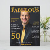 Mr. Fabulous 50歳の誕生日雑誌表紙風デザイン 招待状 (スタンド正面)
