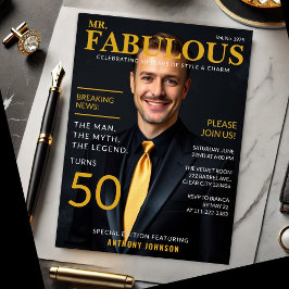 Mr. Fabulous 50歳の誕生日雑誌表紙風デザイン 招待状