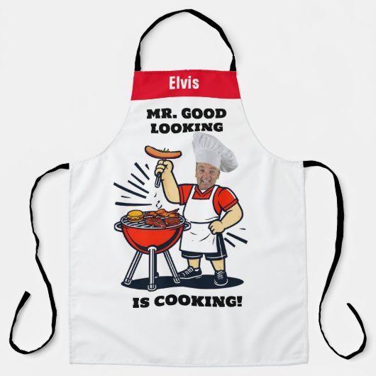 Mr Good Lookin Is Cookin エプロン、オリジナル写真 エプロン (正面)