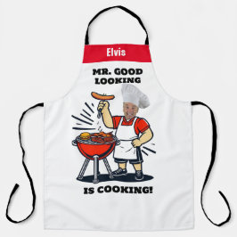 Mr Good Lookin Is Cookin Apron, Personalized Photo エプロン