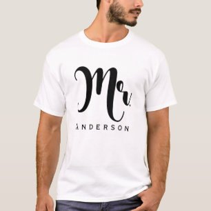 MR. Groom トレンディモダン スクリプト ウェディングパーティー Tシャツ