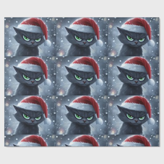 Mr. Grumpy Face Christmas Cat ラッピングペーパー (フラット)