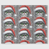 Mr. Grumpy Face (Gray) Christmas Cat ラッピングペーパー (フラット)