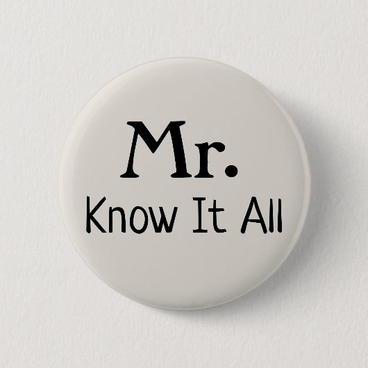 Mr. Know It All Nameプレート 缶バッジ (正面)