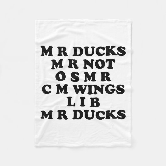 Mr M R Ducks T, Funny Duck Lover, Waterfowl Quote フリースブランケット (正面)
