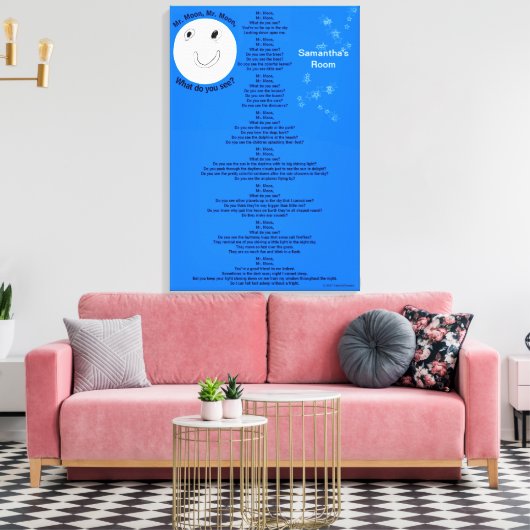 Mr Moon Personalization Name 18" x 27" キャンバスプリント (インサイチュ (リビング))