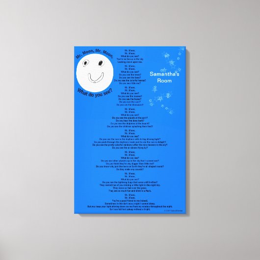 Mr Moon Personalization Name 18" x 27" キャンバスプリント (正面)