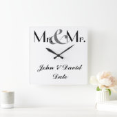 Mr.& Mrゲイカスタムメンズクロックギフト スクエア壁時計 (ホーム)