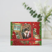 Mr&Mr初めてのクリスマスの金ゴールドフレーム写真 シーズンポストカード (スタンド正面)