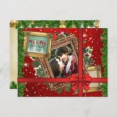 Mr&Mr初めてのクリスマスの金ゴールドフレーム写真 シーズンポストカード (正面/裏面)
