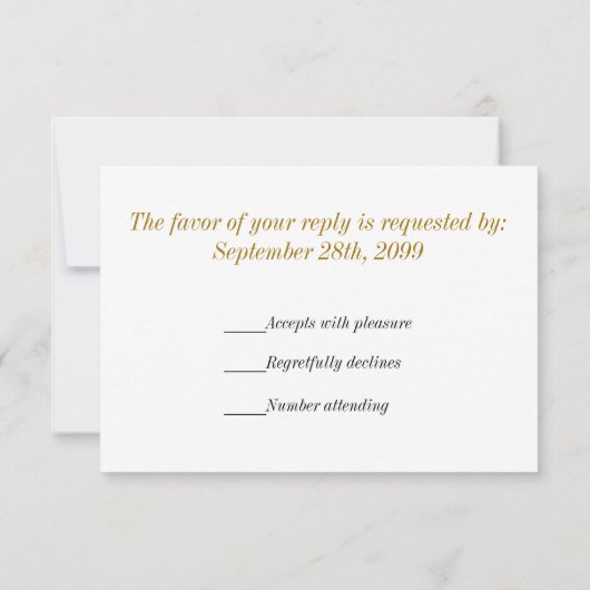 Mr. & Mr.ゲイウェディングRSVPの金ゴールド 出欠カード (裏面)