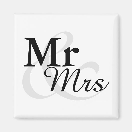 Mr&Mr.シンプルタイポグラフィエレガント結婚式の引き出物 マグネット (正面)