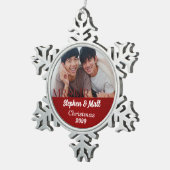 Mr.Mr.レッド・ゲイ・マリッジクリスマスフォト スノーフレークピューターオーナメント (右)