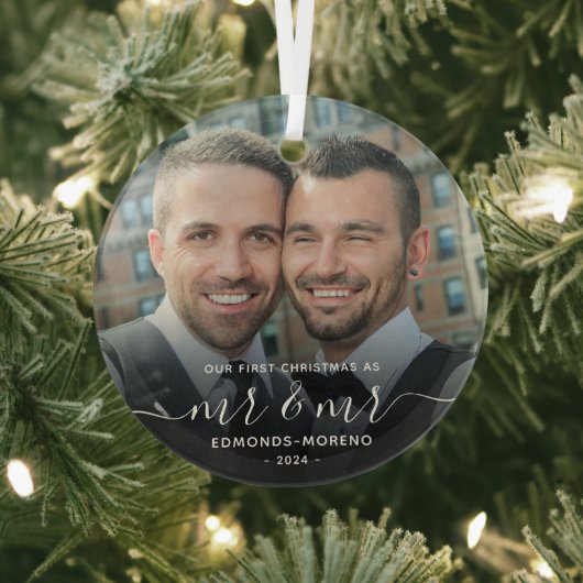Mr. & Mr. 初めてのクリスマス記念品 ガラスオーナメント (インサイチュ)