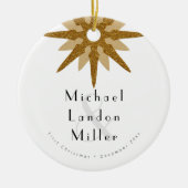 Mr + Mr.新婚の第1のクリスマス・アールデコ・スノーフレーク セラミックオーナメント (正面)