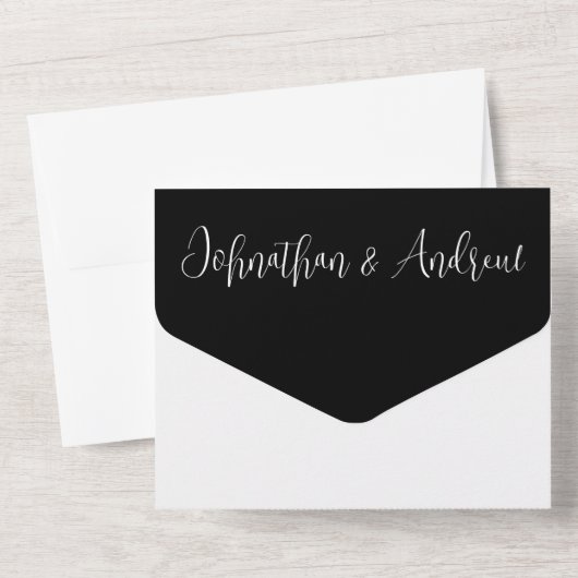 Mr. & Mr.白黒シンプルフォトエレガントズ結婚 オールインワン招待状 (裏面)