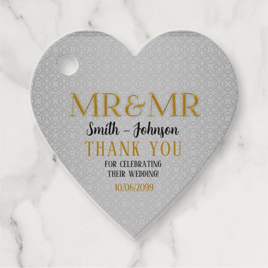 Mr. & Mr.金ゴールドとシルバーゲイ結婚の写真 フェイバータグ (正面)