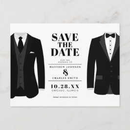 Mr.Mr Blackモダンの結婚Tux – 日付を保存 ポストカード