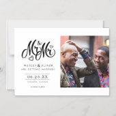 Mr.& Mr Script – 写真で日付を保存 マグネット招待状 (正面)