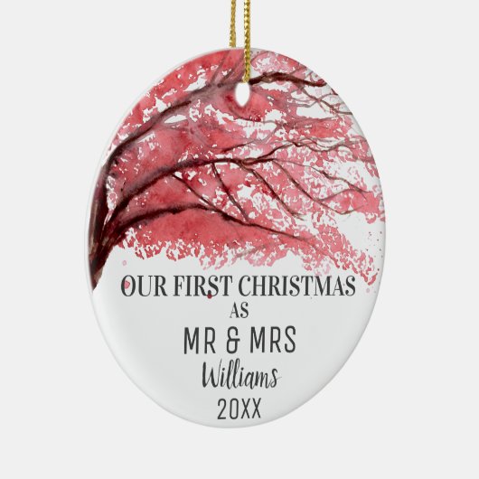 MR&MRSさくらんぼ・ブロッサムとしての初めてのクリスマス セラミックオーナメント (右)