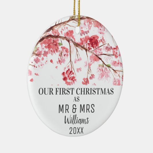 MR&MRSさくらんぼ・ブロッサムとしての初めてのクリスマス セラミックオーナメント (右)
