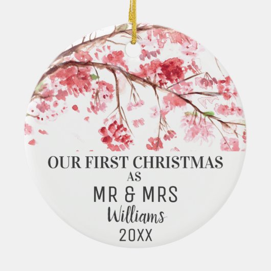 MR&MRSさくらんぼ・ブロッサムとしての初めてのクリスマス セラミックオーナメント (裏面)