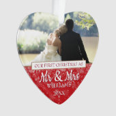Mr & Mrsとしての初めてのクリスマス 2枚の写真 オーナメント (正面)