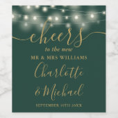 Mr+Mrsに乾杯 ライト グリーン＆ゴールドの結婚式 ワインラベル (シングルラベル)