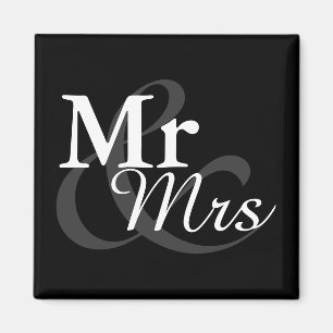 Mr&Mrsのシンプルでエレガントなタイポグラフィの結婚式の引き出物 マグネット