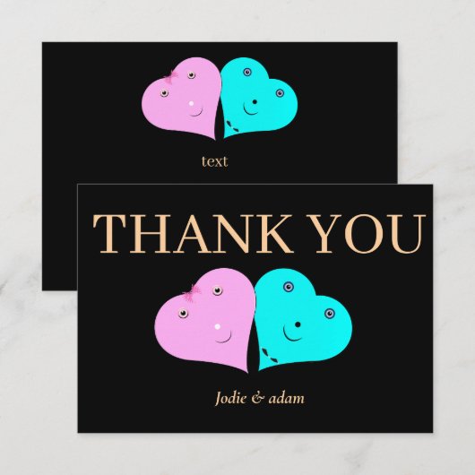 mr & mrsハート サンキューカード (正面/裏面)