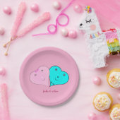 mr & mrsハート ペーパープレート (パーティー)