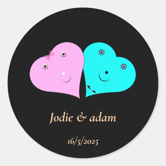 mr & mrsハート ラウンドシール (正面)