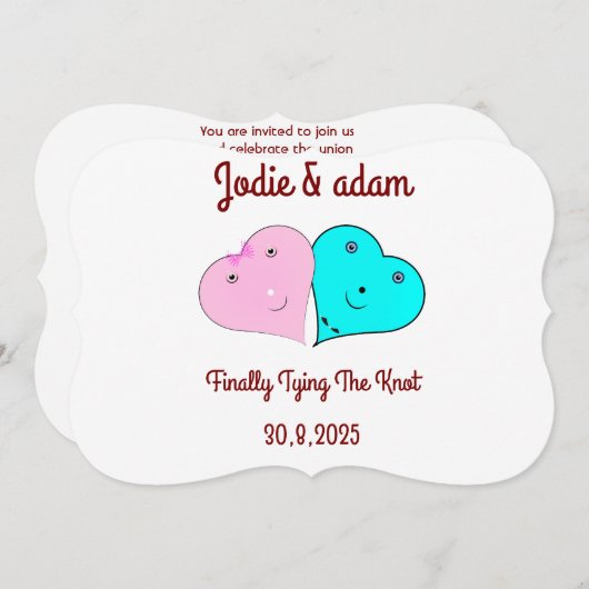 mr & mrsハート 招待状 (正面/裏面)