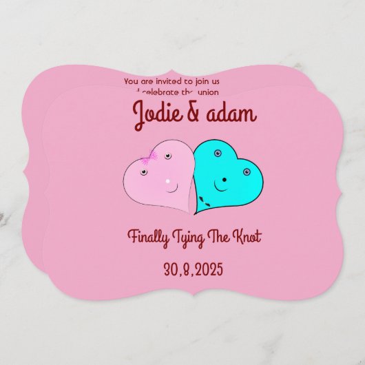 mr & mrsハート 招待状 (正面/裏面)