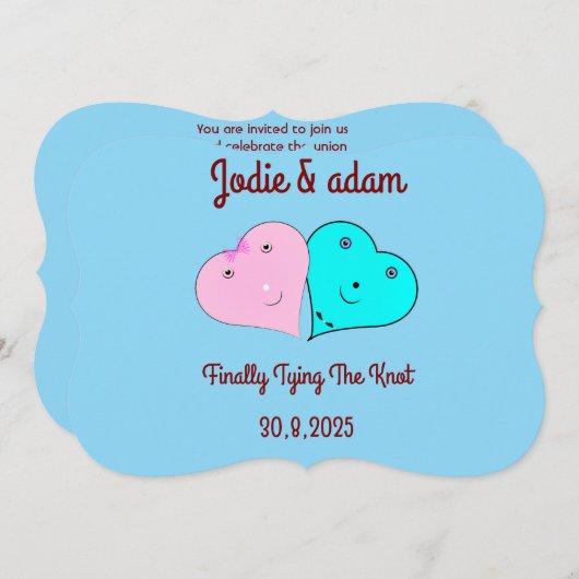 mr & mrsハート 招待状 (正面/裏面)