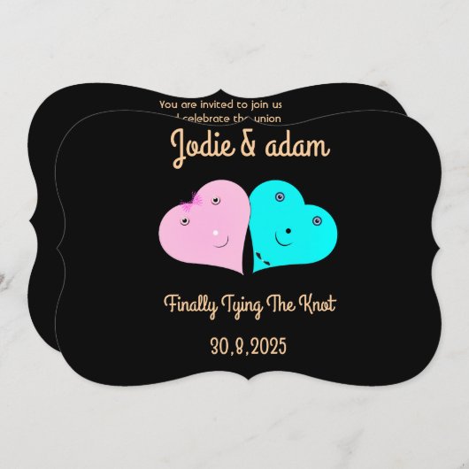 mr & mrsハート 招待状 (正面/裏面)