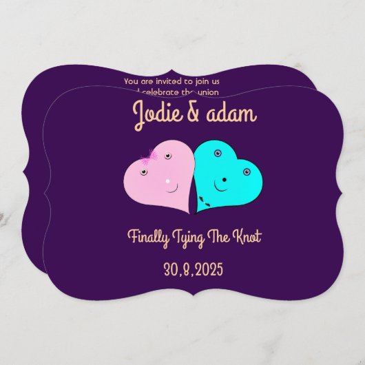 mr & mrsハート 招待状 (正面/裏面)