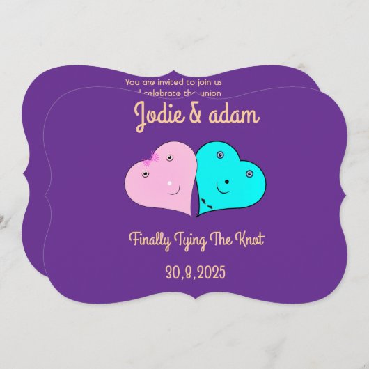 mr & mrsハート 招待状 (正面/裏面)