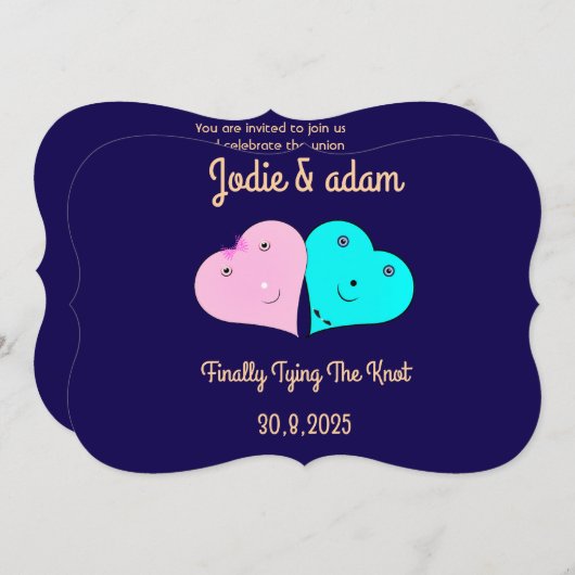 mr & mrsハート 招待状 (正面/裏面)