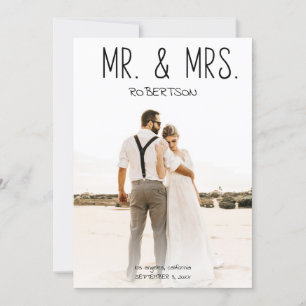 Mr & Mrsフォトおもしろいタイポグラフィオプション披露宴 招待状