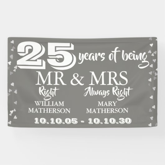 Mr Mrsライト ファン25周年記念シルバーハート 横断幕 (横)