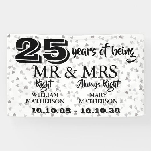 Mr Mrsライト 25周年記念 シルバーハート 横断幕 (横)