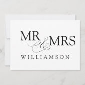 MR & MRSライブストリームモダン白黒結婚 招待状 (裏面)