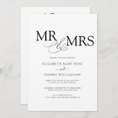 MR & MRSライブストリームモダン白黒結婚 招待状 (正面/裏面)
