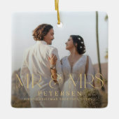 Mr&Mrs初めてのクリスマス オリジナル2枚の写真入り セラミックオーナメント (正面)