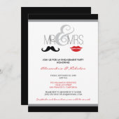 Mr.& Mrs婚約パーティ招待状（黒） 招待状 (正面/裏面)