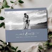 Mr. & Mrs. エレガント Script Dusty Blue Photo 結婚's ゲストブック