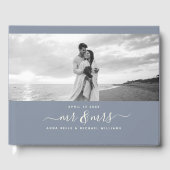 Mr. & Mrs. エレガント Script Dusty Blue Photo 結婚's ゲストブック (正面)