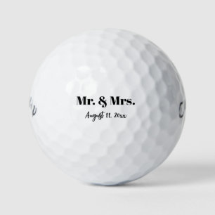 Mr. & Mrs. オリジナル挙式日付 モダン ウェディング ゴルフボール