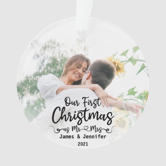 Mr. & Mrs. カスタム初めてのクリスマス2 Photo オーナメント (正面)